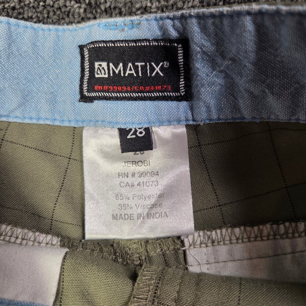 Matix Jerobi Shorts Mens 28 Olive Green Grid Pattern Skateboarding Streetwear - Picture 2 of 7